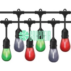 Guirnalda Led Tricolor 100 Metros Focos S14 Fiestas Patrias Verde Blanco Rojo