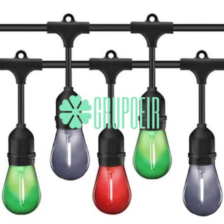 Guirnalda Led Tricolor 50 Metros Focos S14 Fiestas Patrias Verde Blanco Rojo