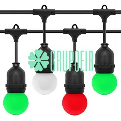 Guirnalda Tricolor 50 Mts Focos Led Miniglobo Plastico Exterior Intemperie
