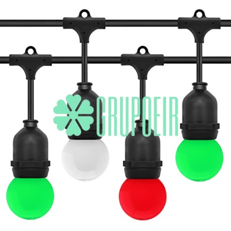 Guirnalda Tricolor 50 Mts Focos Led Miniglobo Plastico Exterior Intemperie
