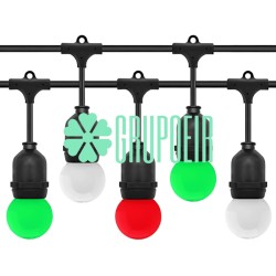 Guirnalda Tricolor 100 Mts Focos Led Miniglobo Plastico Exterior Intemperie