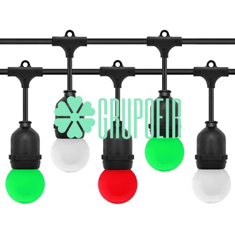 Guirnalda Tricolor 100 Mts Focos Led Miniglobo Plastico Exterior Intemperie