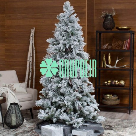 Pino Verde Nevado 2.40 Metros Arbol Navideño Piñas Nieve Sala Recepcion
