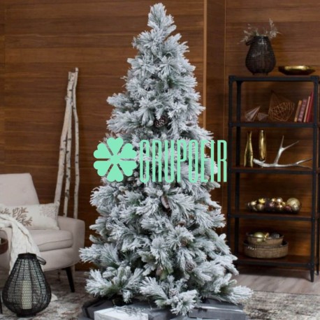 Pino Verde Nevado 3 Metros Arbol Navideño Piñas Nieve Hotel Agencia Posada
