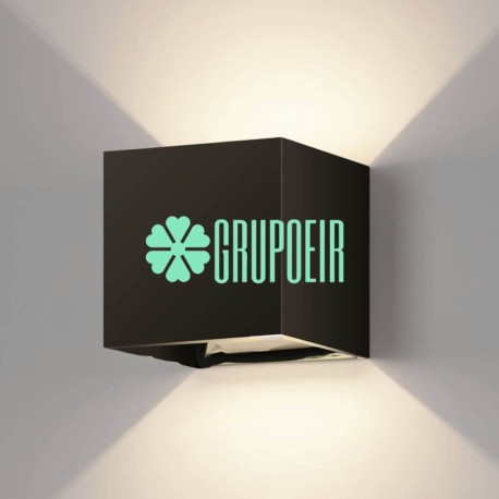 Lampara Cubo Negro Calido 10W Aplique Moderno Hotel Restaurante Exterior