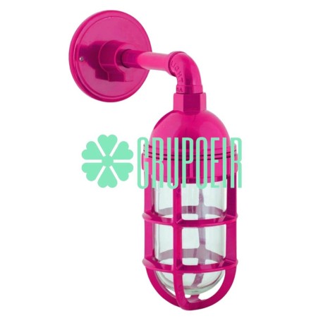 Lámpara Bunker Retro Fucsia Salón De Belleza Estética Spa Muro Pared