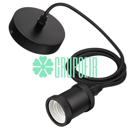 Portalampara Negro Mate Socket Base Techo Diseño Fabricacion Lamparas 
