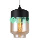 Lampara Cristal Cilindro Ambar Negro Pantalla Vidrio Colgante Techo Edison
