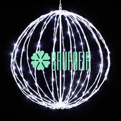 Esfera Luces Led Figura Colgante Decoración Navideña Evento Blanco 30 Cms