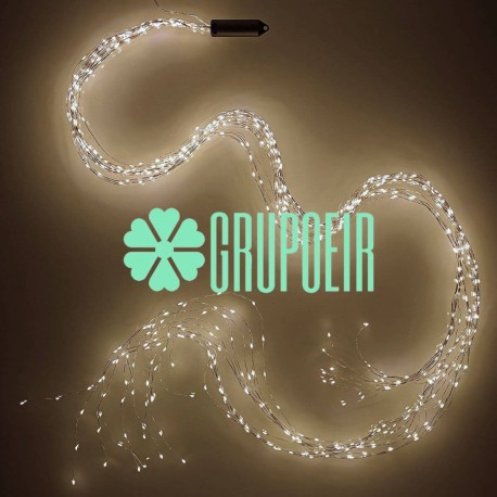 Cascada 1.6 Mts Hadas Calido Racimo Alambre Luces Micro Led Navidad Evento