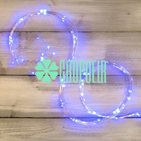 Cascada 2.5 Mts Hadas Azul Luces Led Navideñas Exterior Racimo Alambre