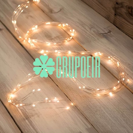 Cascada 2.5 Mts Hadas Calido Luces Led Exterior Racimo Alambre Navidad