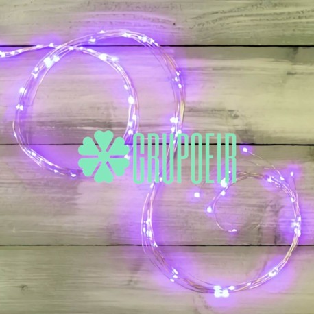 Cascada 2.5 Mts Hadas Morado Luces Led Exterior Racimo Alambre Dia De Muertos