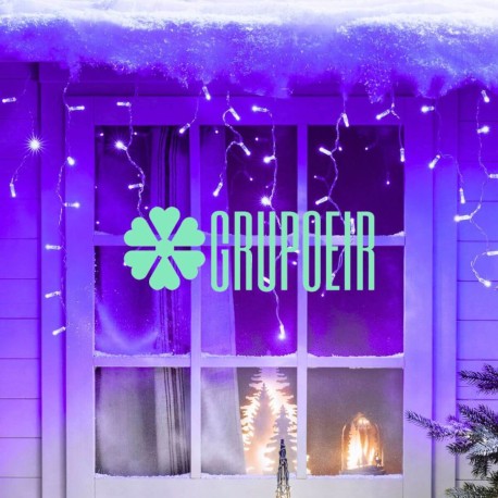 Cascada 8 Mts Led Morado 400 Luces Exterior Navidad Centro Plaza Comercial