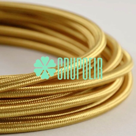 Cable 1m Dorado Textil Fino Electrico 2x18 5.5mm Lampara Candelabro Candil
