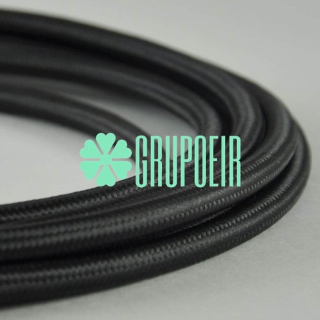 Cable 1m Negro Textil Fino Electrico Redondo 2x18 5.5mm Lampara Candelabro