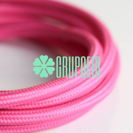 Cable 1m Rosa Textil Fino Electrico Redondo 2x18 5.5mm Lampara Candelabro