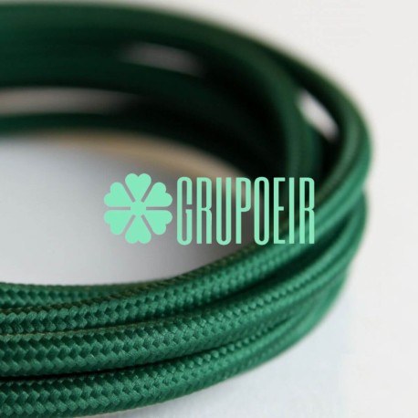 Cable Verde Oscuro 100 Mts Textil Fino Electrico Redondo 2x18 5.5mm Lamparas