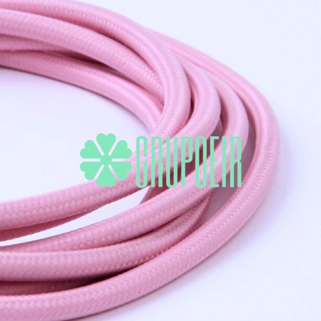 Cable Rosa Claro 100 Mts Textil Fino Electrico Redondo 2x18 5.5mm Lamparas