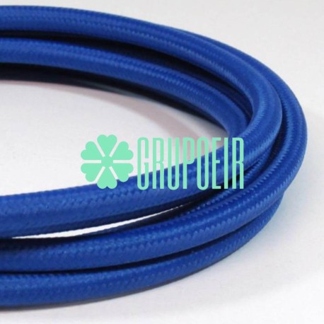 Cable 1m Azul Cobalto Textil Fino Electrico Redondo 2x18 5.5mm Lamparas