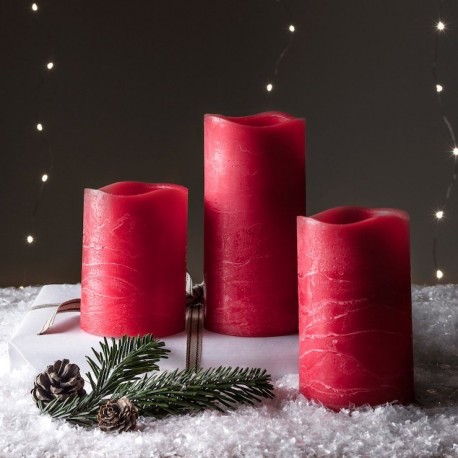 Velas Led Rojo Parpadeantes Pilas Baterías AAA Navidad Evento 3 Pzas