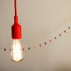 Lampara Vintage Colgante Silicon Edison Textil Decoracion Rojo