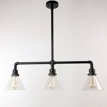Candelabro 3 Lamparas Vintage Industrial Cristal Glass Retro