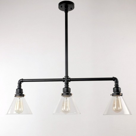 Candelabro 3 Lamparas Vintage Industrial Cristal Glass Retro