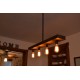 Candelabro Lampara Vintage Industrial Madera y Tuberia 4 Focos Edison