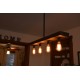 Candelabro Lampara Vintage Industrial Madera y Tuberia 4 Focos Edison