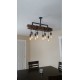 Candelabro Lampara Vintage Industrial Madera y Tuberia 8 Focos Edison
