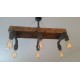 Candelabro Lampara Vintage Industrial Madera y Pendants 6 Focos Edison