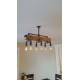 Candelabro Lampara Vintage Industrial Madera y Pendants 6 Focos Edison