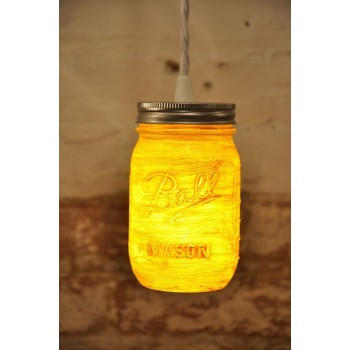Lampara Vintage Industrial Mason Jar Edison Cristal Retro Mostaza