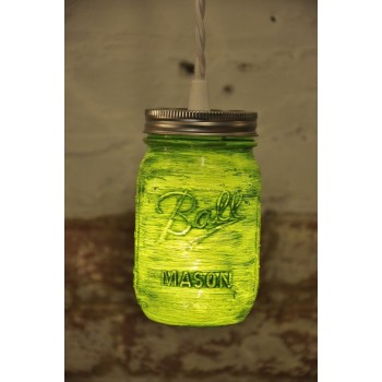 Lampara Vintage Industrial Mason Jar Edison Cristal Retro Verde