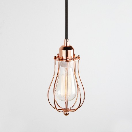 Lampara Vintage Industrial Colgante Jaula Round Cage Edison Copper