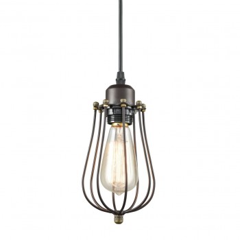 Lampara Vintage Industrial Colgante Jaula Round Cage Edison Bronze