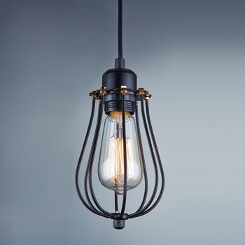 Lampara Vintage Industrial Colgante Jaula Round Cage Edison Black