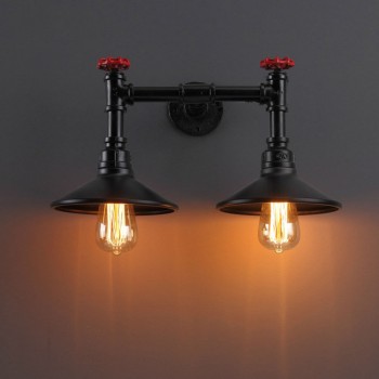 Lampara Vintage Industrial Edison Pipe Shade Doble