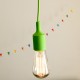 Lámpara Vintage Silicón Edison Textil Decoración Verde Limón