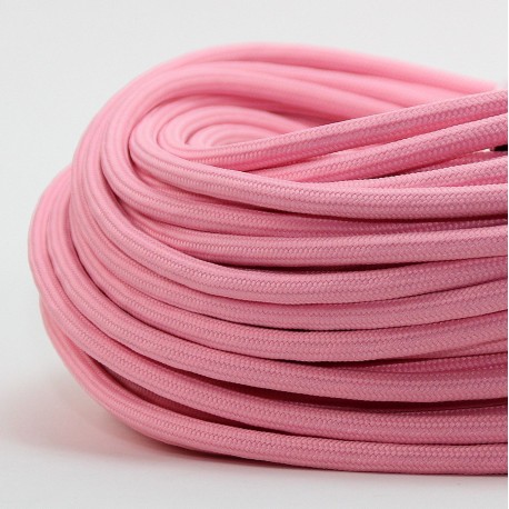 Cable Rosa Claro Textil Grueso Forrado Tejido Electrico 300V 2x18 7mm