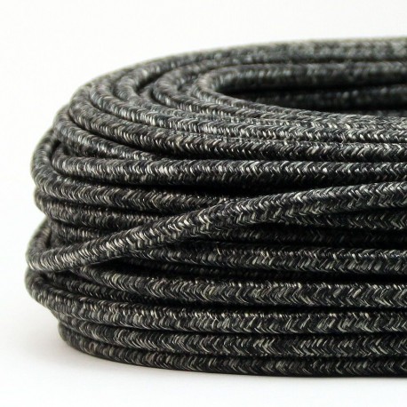 Cable Textil Vintage Rustico Negro Slim