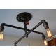 Candelabro Tuberia Lampara Vintage Industrial Araña con Jaulas 4 Focos Edison