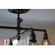 Candelabro Tuberia Lampara Vintage Industrial Araña con Jaulas 4 Focos Edison