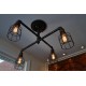 Candelabro Tuberia Lampara Vintage Industrial Araña con Jaulas 4 Focos Edison