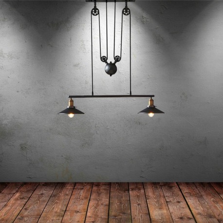 Candelabro 2 Lamparas Shade Pulley Classic Vintage