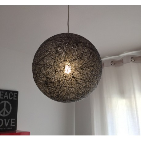 Lampara Vintage Industrial Colgante Esfera de Mimbre Mediana