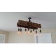 Candelabro Lampara Vintage Industrial Madera y Tuberia Doble 8 Focos Edison