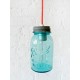 Lampara Vintage Industrial Mason Jar Edison Cristal Retro Azul