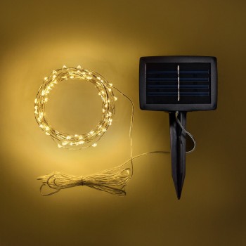 Luces de Hadas Solares Exterior Cálido Jardín Evento Navideñas 10 Mts